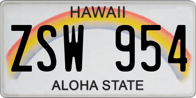 HI license plate ZSW954