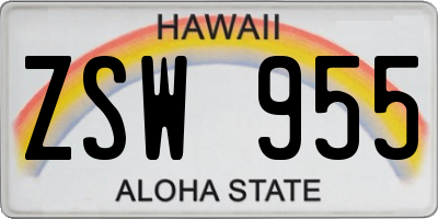 HI license plate ZSW955