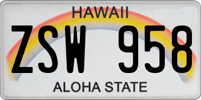 HI license plate ZSW958