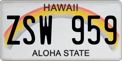 HI license plate ZSW959