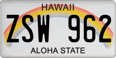 HI license plate ZSW962