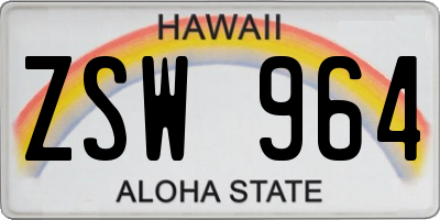 HI license plate ZSW964