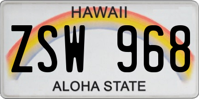 HI license plate ZSW968