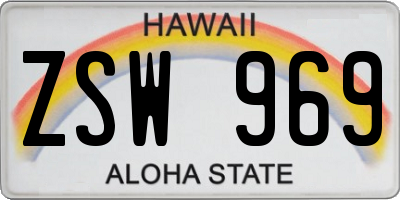 HI license plate ZSW969