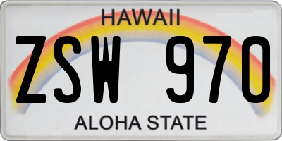 HI license plate ZSW970