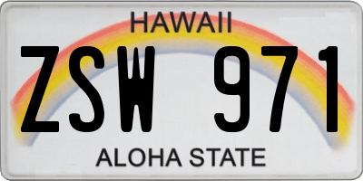 HI license plate ZSW971