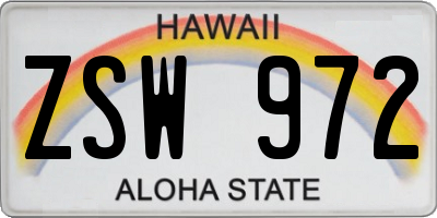 HI license plate ZSW972