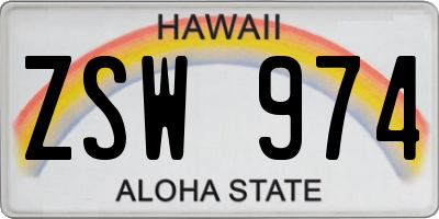 HI license plate ZSW974