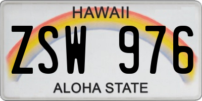 HI license plate ZSW976