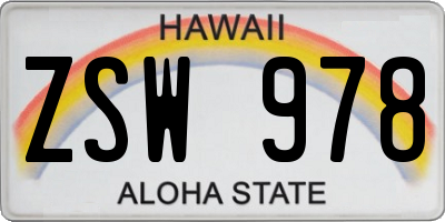 HI license plate ZSW978