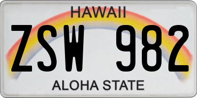 HI license plate ZSW982