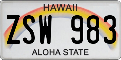 HI license plate ZSW983