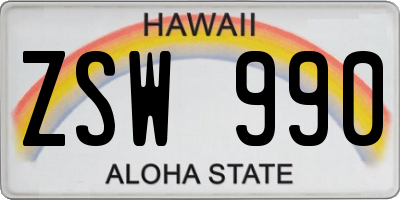 HI license plate ZSW990