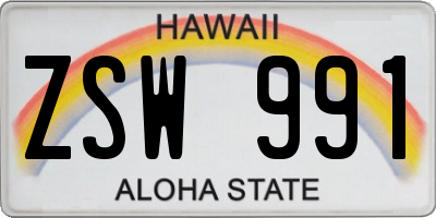 HI license plate ZSW991