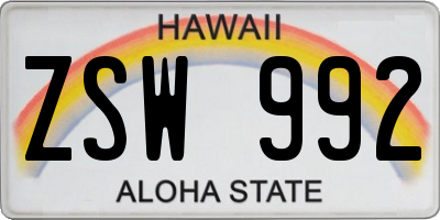 HI license plate ZSW992