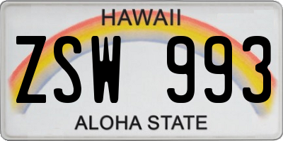 HI license plate ZSW993
