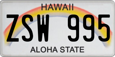 HI license plate ZSW995
