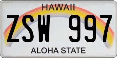 HI license plate ZSW997
