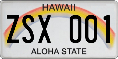 HI license plate ZSX001