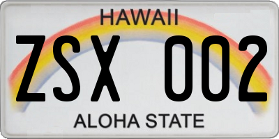 HI license plate ZSX002