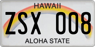HI license plate ZSX008