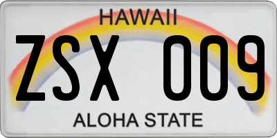 HI license plate ZSX009