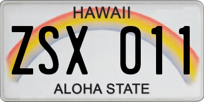 HI license plate ZSX011