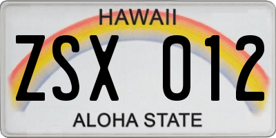 HI license plate ZSX012