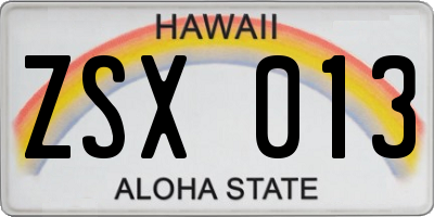 HI license plate ZSX013
