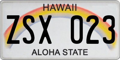 HI license plate ZSX023
