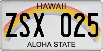 HI license plate ZSX025