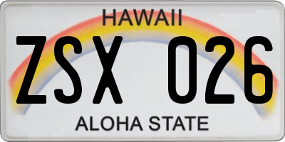 HI license plate ZSX026
