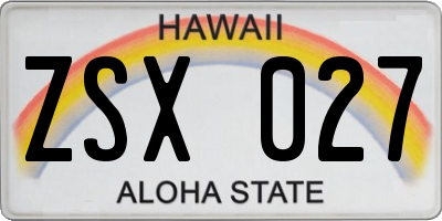 HI license plate ZSX027