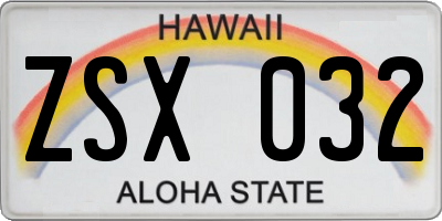 HI license plate ZSX032