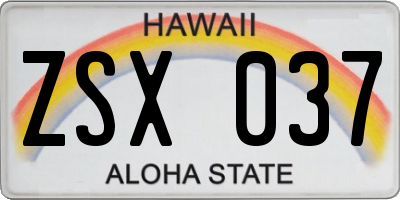 HI license plate ZSX037