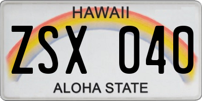 HI license plate ZSX040