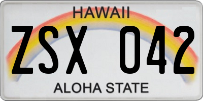 HI license plate ZSX042