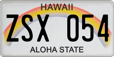 HI license plate ZSX054