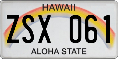 HI license plate ZSX061