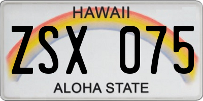 HI license plate ZSX075