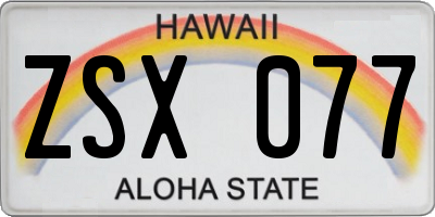 HI license plate ZSX077