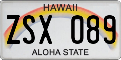 HI license plate ZSX089