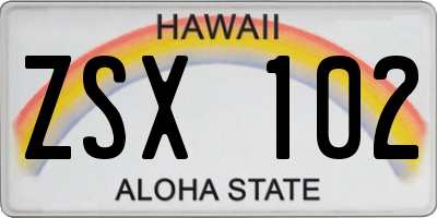 HI license plate ZSX102
