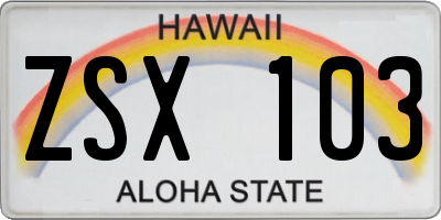HI license plate ZSX103