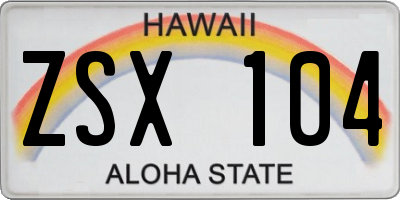 HI license plate ZSX104
