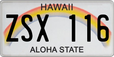 HI license plate ZSX116