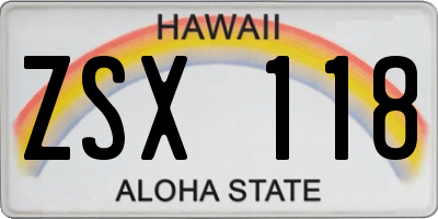 HI license plate ZSX118