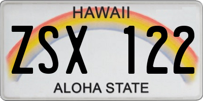 HI license plate ZSX122