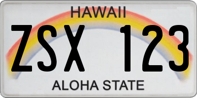 HI license plate ZSX123