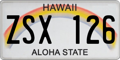 HI license plate ZSX126